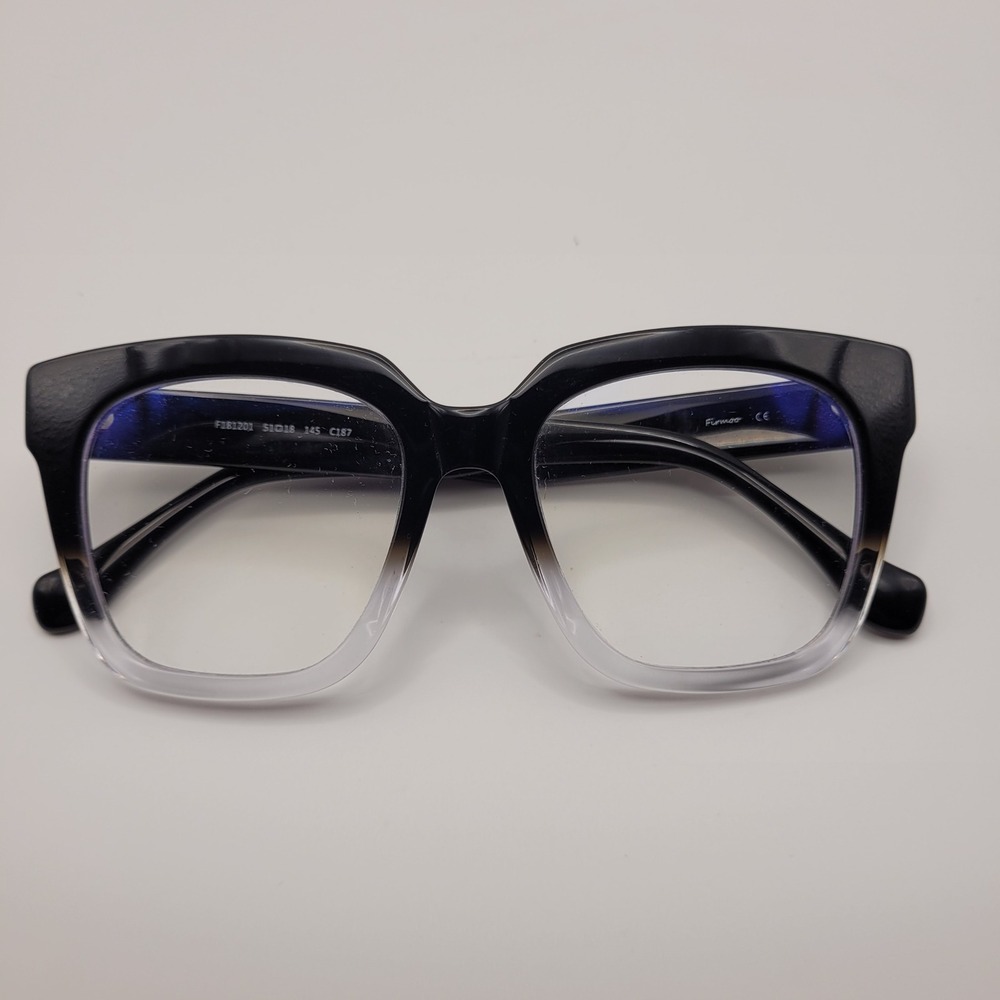Firmoo Womens Square Eyeglass Frames Black Clear Gradient F181201 51-18-145 C187